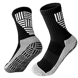 Fußballsocken für Herren und Kinder – rutschfeste Fußballsocken mit bequemer, atmungsaktiver athletischer Passform, perfekt für Training und Sport, Schwarz , 34-40