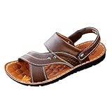 Wandersandalen für Herren, Leder, Herren-Sandalen, Herren, Mittelalter, Hausschuhe, Sandalen, Doppelnutzung, Schuhe, bequem, weich, Sommer, Strandschuhe, verstellbare Riemen, rutschfeste
