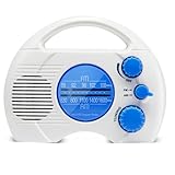 Yumin Tragbares Radio 4-Stufen-Duschradio, Wasserdichtes AM-FM-Miniradio, Badezimmerradio mit Steckkarte