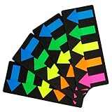 KIFZM 500 PCS Seite Marker Big Arrows, 2,5 * 4,5 cm Haftnotizen, 5 Farben Repositionierbar Selbstklebende Pfeil Index Tabs auf Schwarzer Karte fixiert, 25 Blätter pro Pad (500 pcs,4 Sätze)