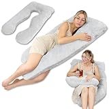 Totsy Baby Schwangerschaftskissen stillkissen XXL seitenschläferkissen Pregnancy Pillow groß komfortkissen u Form lagerungskissen schlafkissen abnehmbarem bezug seitenschläfer 135 cm Hellgrau