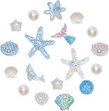 Puzxo 10 Stück Bling Schuh Charms für Frauen, Blaue Seestern Muschel Schuh Charms, Schuhkette Luxus Schmuck Süße Clogs Schuhe Dekoration, DIY Party Gastgeschenke