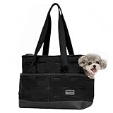 Petsfit Faltbare Hundetasche Hundetragetasche Schultertasche Tragetuch Welpentasche für Kleine Hunde Welpen Katzen,Schwarz