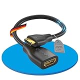 Sonero® Mini HDMI auf 4K HDMI Portsaver Adapter, Premium High Speed, Mini HDMI C Stecker auf HDMI A Buchse, vergoldete Kontakte, zweifache Abschirmung, PVC-Mantel, 0,15m