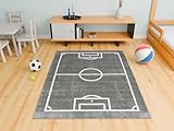 AKCILA Lima rechteckig Grau Kids Carpet Feld, Fußball 100x150 cm, Kinderzimmer, Kurzflor Teppiche Jungen, Spielteppich Kinder Babyzimmer Tepich, Teppich Schlafzimmer,Teppiche Gegend, Wohnzimmerteppich
