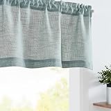 TOPICK Scheibengardine Blaugrau Bistrogardine Transparent Gardine Gaze Schals Fensterschal für Küche Wohnzimmer Landhaus 1 Stück 130B x 40H(cm)