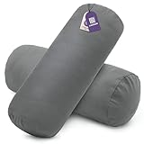 Luxoon 2er Pack Nackenrollenbezüge mit Reißverschluss – Bezüge für Nackenstützkissen, 100% Baumwolle, weich, waschbar und trocknergeeignet, 15x40 cm, Anthrazit