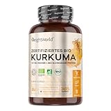 Bio Kurkuma Kapseln - 365 Turmeric Capsules - 1 Jahr Vorrat - Curcuma Pulver mit Ingwer & Schwarzer Pfeffer - Vegan - Bio Zertifiziert - WeightWorld