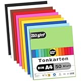 perfect ideaz - 50 Blatt Tonkarton DIN-A4, 10 Farben, 210g /m², made in Germany, Blauer Engel zertifiziert