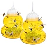 com-four® 2X Insektenfalle aus Kunststoff zum Aufhängen - Fluginsekten-Falle für außen - Lebendfalle für Kerbtiere und Gliederfüßer - tierfreundlicher Insektenschutz (02 Stück - gelb 15cm)