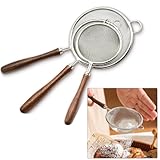 YouXiaor Puderzuckerstreuer, 3PCS Staubzuckerstreuer,Puderzuckermühle,Puderzucker Mühle Mehlstreuer Puderzuckersieb Mehlsieb Küchensieb Set Kleine Edelstahlsiebe mit Griffen,Edelstahl Mehlsieb