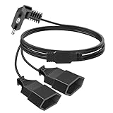 VIEVRE Verlängerungskabel Eurostecker Flach,1,5M Eurostecker Verlängerung,Mehrfachstecker Flach,2-in-1 Stromkabel Dreifach Typ-C-Stecker,0,75 mm² Max,Flachstecker Verlängerung für TV Monitor,Schwarz
