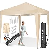 KESSER® Pavillon Faltpavillon 3x3m | Pop-Up Gartenpavillon Höhenverstellbar Stabil Wasserdicht Winterfest | Partyzelt Festzelt UV-Schutz 50+ inkl. Tasche mit Rollen & Bodenanker | Beige