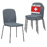 ALBATROS Esszimmerstühle 4er Set ENNA, grau - stapelbar, bequemer Polsterstuhl - Eleganter Küchenstuhl, Stuhl Esszimmer oder Esstisch Stuhl, Konferenzstuhl