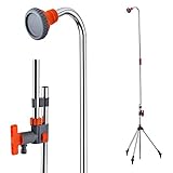 Fuxtec Gartendusche FX-GD1: Dusche mit Brausestrahl, Wassermenge stufenlos regulierbar und absperrbar, stufenlose Höhenverstellung bis 229cm, stabile Spikes zur Befestigung im Boden