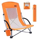 Nice C Strandstuhl Klappbar Leicht, Strandstühle Faltbar, Strandstühle, Campingstuhl, Campingstuhl Faltbar, Klappstuhl mit Kühler, Kompakt, Hohe Rückenlehne, Becherhalter & Tragetasche (1 Orange)