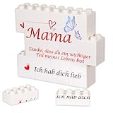 Weihnachtsgeschenke für Mama, ​​Geschenke für Mama​​ mit Herzaufdruck, ​​Geschenke für Frauen​​ als Baustein Deko, Weiße Mama Geschenkidee mit Danke Text, Ideal für Geburtstag und Muttertag