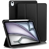 Vobafe Hülle für iPad Air 11 Zoll M2 2024, iPad Air 5 4 Generation(2022/2020, 10,9 Zoll,5./4.), Flexibler TPU -Rückdecke mit mit Stifthalter, Auto Schlafen/Wachen, Schwarz