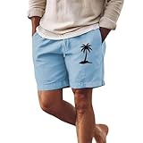 CUTeFiorino Männer Hose Kurz Freizeitshorts aus Baumwolle und Leinen für Herren, Sportshorts für Herren, modische Freizeitshorts, Strandurlaubsshorts, Strandshorts, Freizeitshorts (Sky Blue, XXXXL)