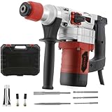 SDS-Plus Bohrhammer, 1500W 6Joule Abbruchhammer 6 Variable Geschwindigkeit 0-920U/Min mit 4 Funktionen, Anti-Vibrationsgriff und Sicherheitskupplung, 32 mm Bohrleistung in Beton
