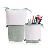 Pop Up Pen Pencil Case Teleskophalter Mäppchen, PU Cord Stand-Up Federmäppchen Mädchen, ideal für Studentinnen Spring Makeup Bag Pencil Bag