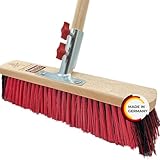 Peggy Perfect Straßenbesen, Saalbesen 40cm mit 1,50m langem, Ø2,8cm Holzstiel. Premium Supermix Borsten - robust & nassfest. Patentiertes Stielhaltesystem „Schraubfix Plus“.