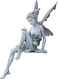 ALEMIN Sitzende Fee Gartendeko Figuren Gartenfiguren für Außen,22cm Höhe Sitzen Magische Fee Statue, Harz Elfen Skulptur mit Flügeln Grün