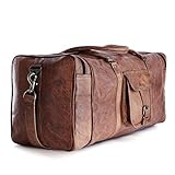 KPL Reisetasche aus Leder, groß, quadratisch, für Reisen, Fitnessstudio, Sport, Übernachtung, Wochenender, für Damen und Herren, braun, 116, Reisetasche, Tragetasche, Fitnessstudio, Sport, Wochenender