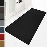 Floordirekt Schmutzfangmatte 80 x 150 cm Schwarz, ideal auch als Schmutzfangteppich nach Maß, Teppich Flur Läufer, Küchenteppich - waschbar rutschfest, Sauberlaufmatte, Meterware (Hong Kong)