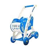 Milageto Kindereinkaufswagen Spielzeugwagen Einkaufswagen Deluxe Verstellbare Höhe realistische Küchenzubehör Rollenspiele für Jungen Mädchen, Blau
