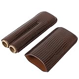 Cigar Case Holder, PU Leather Brown 2 Finger Travel Cigar Humidor Case Portable Cigar Accessories for Birthdays Anniversaries Father's Day
