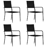 QJBSAVVA Gartenstühle 4er Set stapelbar Schwarz Polyrattan 51x60x87 cm Stahlrahmen campingstuhl bis 110 kg für Garten Terrasse Balkon