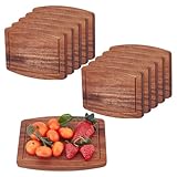 HOBBIESAY 10 Stück Holzteller Quadratisch Akazien Servierbrett Thanksgiving Abendessen Servierplatte Charger Vorspeisenplatte Käse Steak Geschirr Holzteller Für Snack Dessert Salat Obst