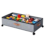 Unterbettkommode – 72 l Organizer mit Rolldeckel, rollbarer Aufbewahrungsbehälter, platzsparendes Design mit leichtgängiger Gleitfunktion, Heimorganisationszubehör für Schuhe, Kleidung und Bettwäsche