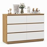 GRAVFORCE Kommode mit 6 Schubladen Sideboard mit Großer Kapazität, Holz Schubladenschrank für Schlafzimmer Wohnzimmer Flur Büro Organizer, 100Bx30Tx70H