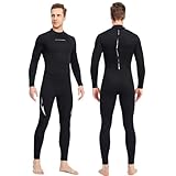 VLOBAOM Herren-Neoprenanzug 3 Mm, Komplette Neoprenanzüge Für Herren, Einteilige Tauchanzüge Mit Reißverschluss Hinten Zum Schnorcheln, Surfen, Schwimmen,4XL,Black