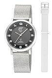 ETT Eco Tech Time Funk Solar Damen Uhr Analog mit Edelstahl,Leder Armband ELS-11625-22MS