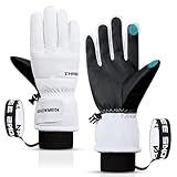 Durio Handschuhe Winter - Touchscreen Skihandschuhe Herren Damen Fahrradhandschuhe Motorrad Handschuhe Thermohandschuhe Winter Damen Weiß M
