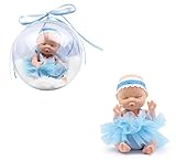 Brigamo ❀ Doll Surprise,süße Mini Baby Puppe mit Flauschiger Felldecke in der Deko Kugel (blau)