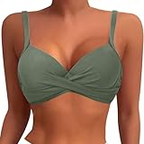 Shirts Mens Damen Bügel-Bikinioberteil Push-Up-Schwimmoberteil BH Gepolsterte Badeanzugoberteile 2025 Badeanzugoberteile High Tops Schwarz (Army Green, XXL)