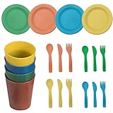 Toyhood 4Set Küche Pretend Play Dish Set, 20pcs Teller und Geschirr Spielzeug, Kinder Playset Play Food Set, Küchenutensilien Spielzeug Role Play Spielzeug, für Kinder Mädchen Jungen Kleinkind