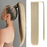 Benehair Lang Glattes Pferdeschwanz Haarteil Synthetik Haarverlängerung Zopf Haar Extension Haarteil Zopf Aschblond Ponytail Extension für Damen Mädchen Aschblond 71cm