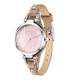 BUREI Uhr Demen Elegante Lederarmband Armbanduhr Damen Klassisch Analog Quarz Damenuhr Geschenke f¨¹r Frauen (Hautfarbe)
