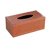 SUNGFINE Taschentuchbox aus Kunstleder, rechteckig, mit magnetischem Boden, für Badezimmer, Schminktisch, Schreibtisch, Büro (hellbraun, Leder)