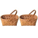 CYBUCH 2 x Aufbewahrungskorb aus Rattan, einhändig, Aufbewahrungskorb aus Holz mit Aufbewahrungsbehälter