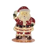 Awevudst Weihnachtshaus-Statue, Dekoration mit Sockel, Acryl, beleuchtet, Weihnachtsmann, Schneemann, Bastelornamente (Hellgrau, 20,3 x 12,1 cm)