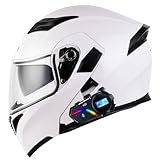 Bluetooth Motorradhelm Motorrad Klapphelm Modularer Helm Mit Doppelvisier Integralhelm DOT/ECE Zertifiziert Für Automatische Reaktion Für Erwachsene Frauen Männer 10,XXL:63-64CM