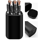 NVGFTG Messerblock Ohne Messer, Universal Messerblock Schwarz mit 21 Schlitzen und Abflussdesign, Runder Messerblockhalter Unbestückt Messerhalter für Alle Küchenmesser (Schwarz)