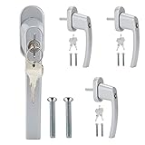 Cecaylie Fenstergriffe Abschließbare 4 Fenstergriffe Kindersicherung Fenstersicherung mit 8 Schlüssel, Aluminium Fensterschloss in Stiftlänge 35mm, Verstellbarem Vierkantstift, Silber