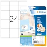 HERMA 4360 Adressetiketten, 25 Blatt, 70 x 36 mm, 24 pro A4 Bogen, 600 Stück, selbstklebend, bedruckbar, matt, blanko Papier Adressaufkleber Etiketten, weiß